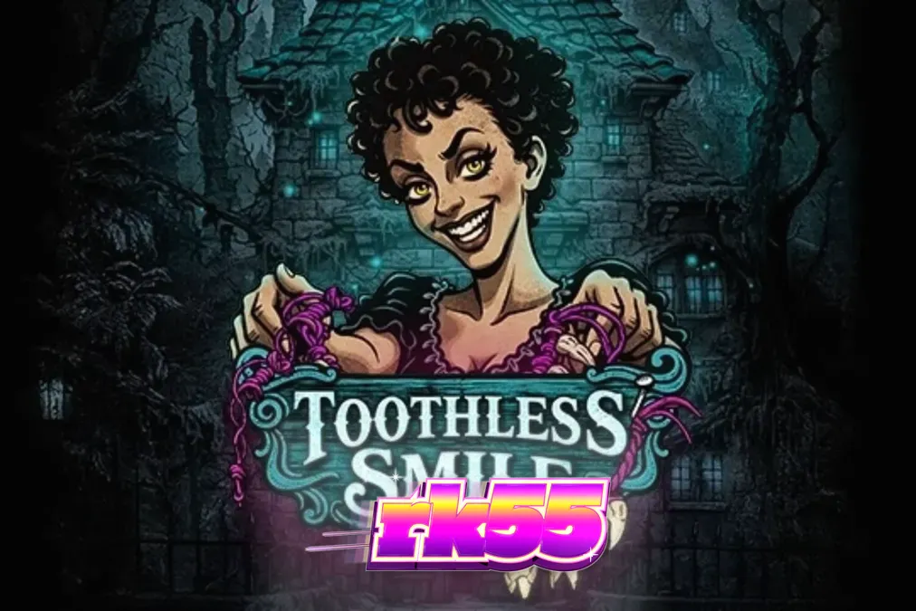 Tampilan visual slot Toothless Smile dengan tema horor gigi